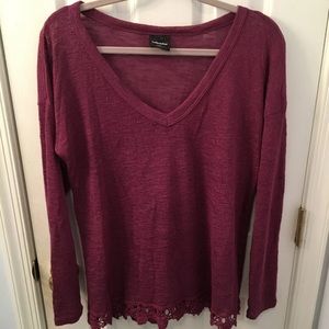 Pink Maroon Lace Sweater